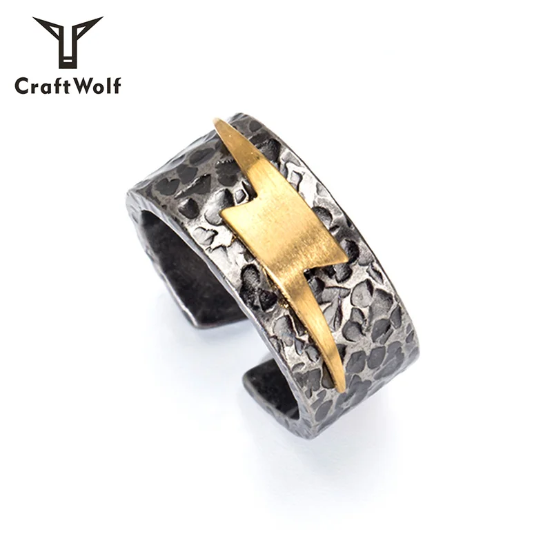 Craft Wolf Fashion Jewellery 316L Stainless Steel Flashing Lightning Ring