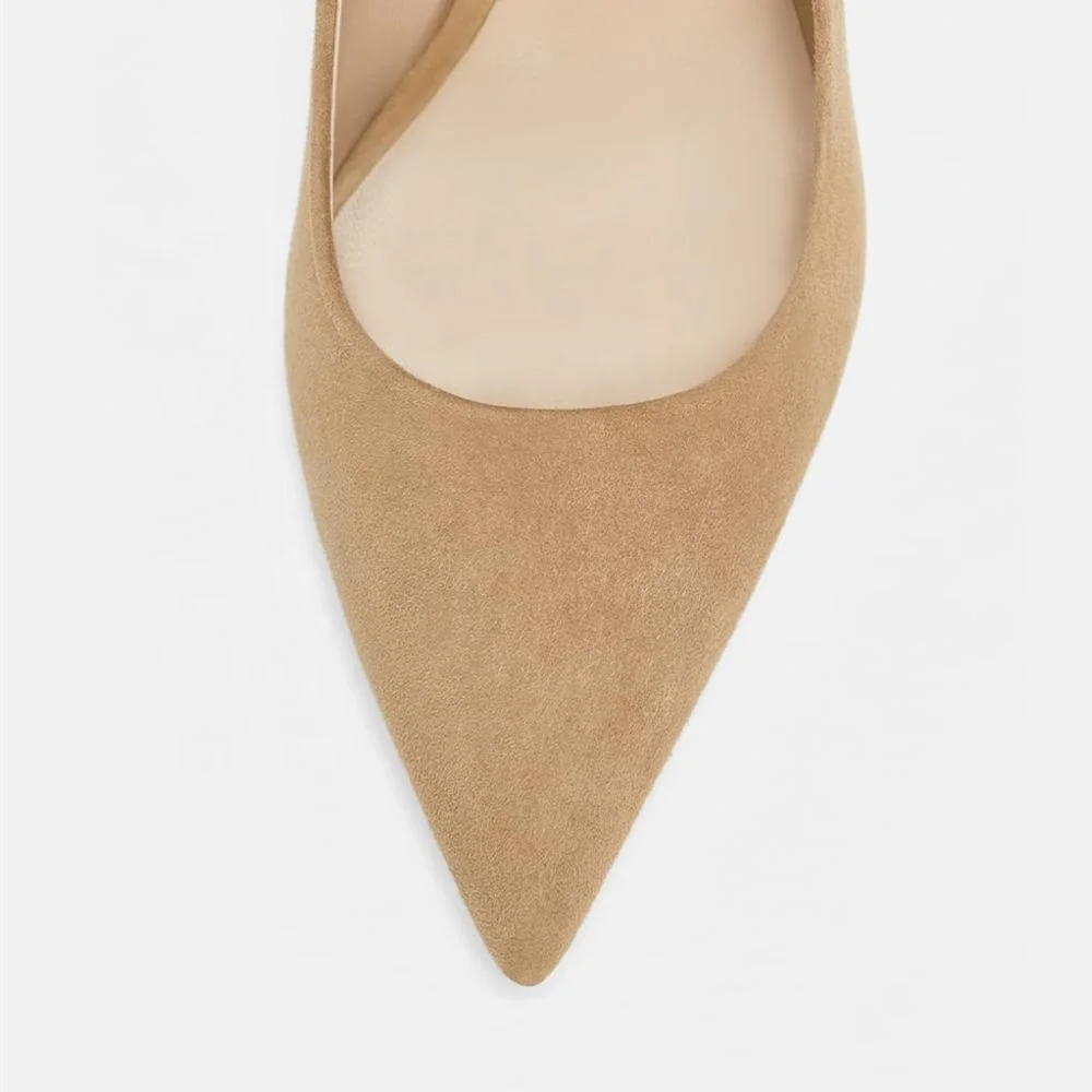 MANRINO-0303 10 cm Nude Suede Material Pointy Toe High Hill Rubber Sole Dress Shoes For Women