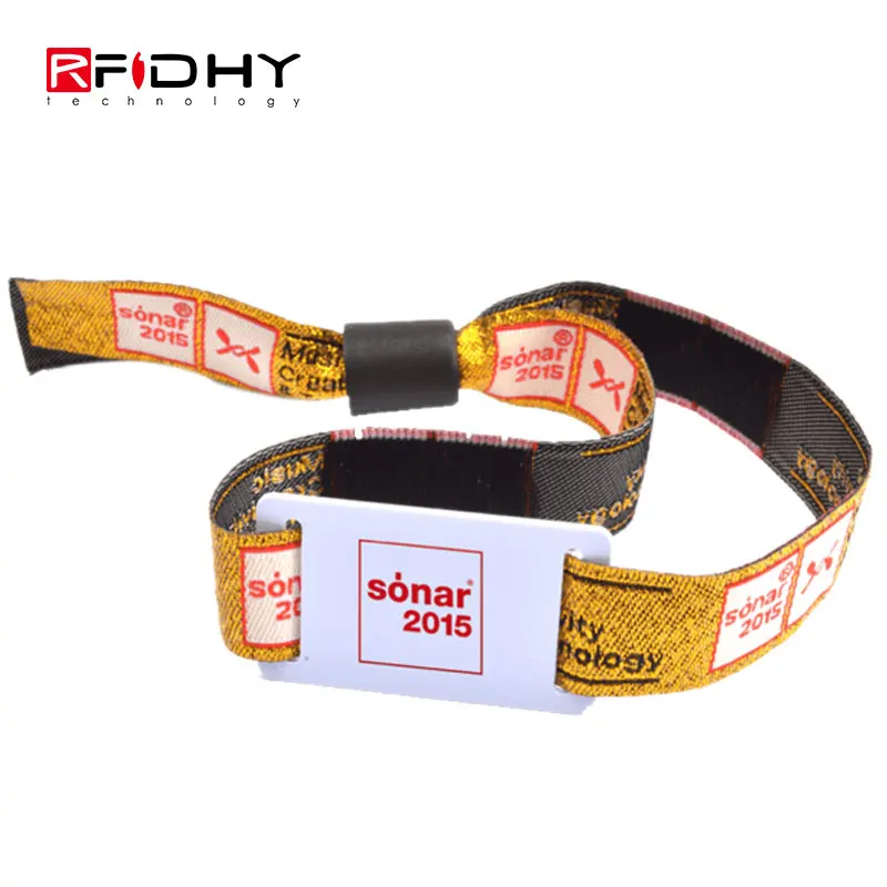 Snap Lock Writable Passive RFID Woven Wristband