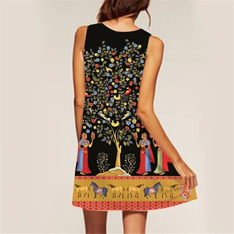 Summer Sleeveless Casual dress brief Girls Fashion Women 3D abstract  print Oil painting short dresses