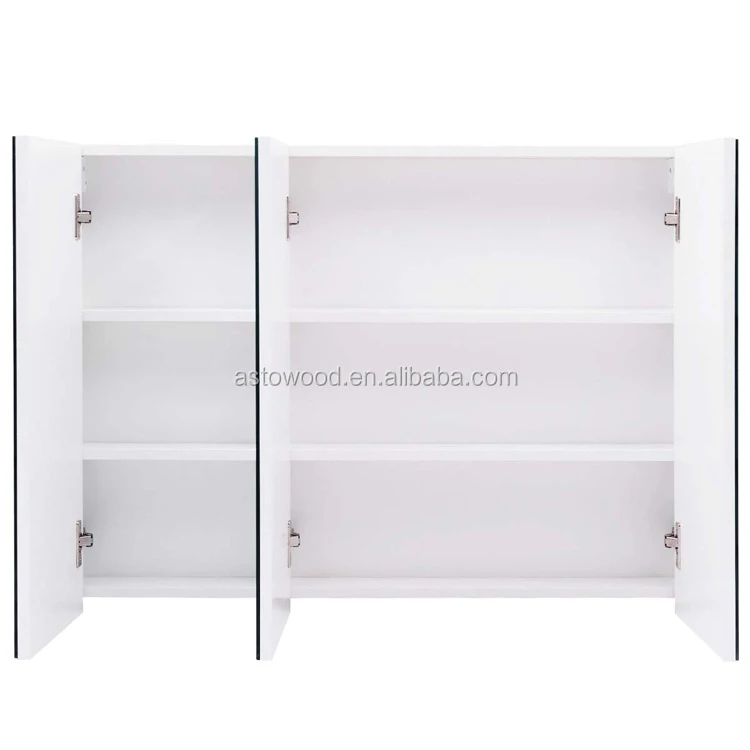 Wide Wall Mount Mirrored Bathroom Medicine Cabinet Storage 3 Mirror Door