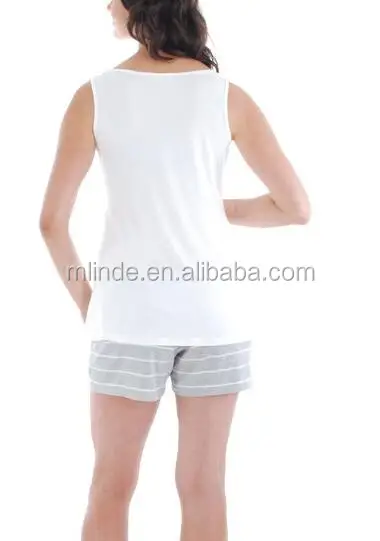 fat women Family nightwear 95% rayon / 5% spandex Gray Stripe 5-Piece Mommy & Me Nursing Set