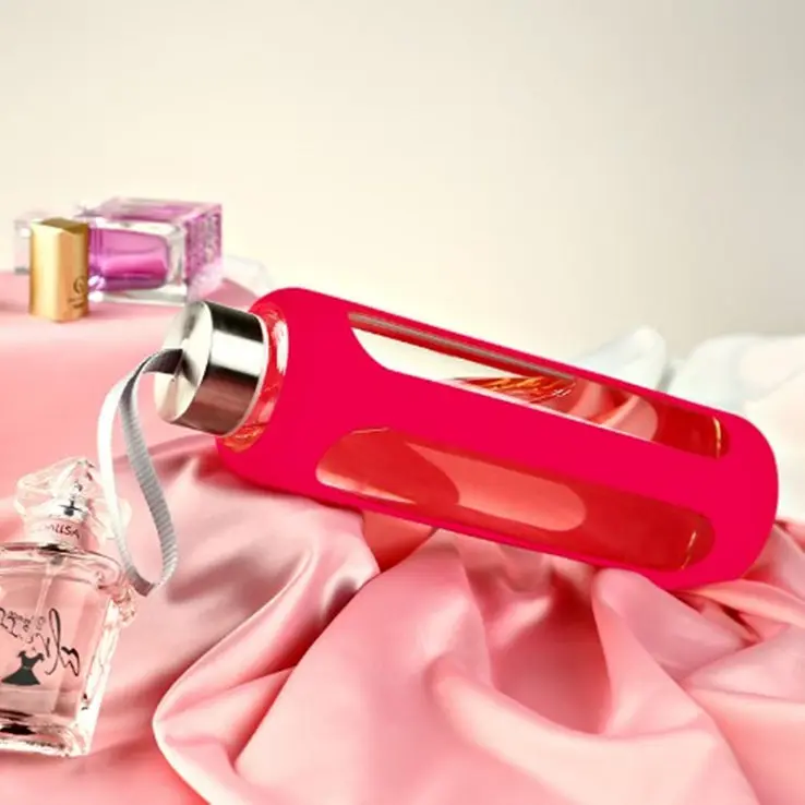 Custom Sport High Borosilicate Glass Water Bottle with Silicone Sleeve - Personalized and Durable