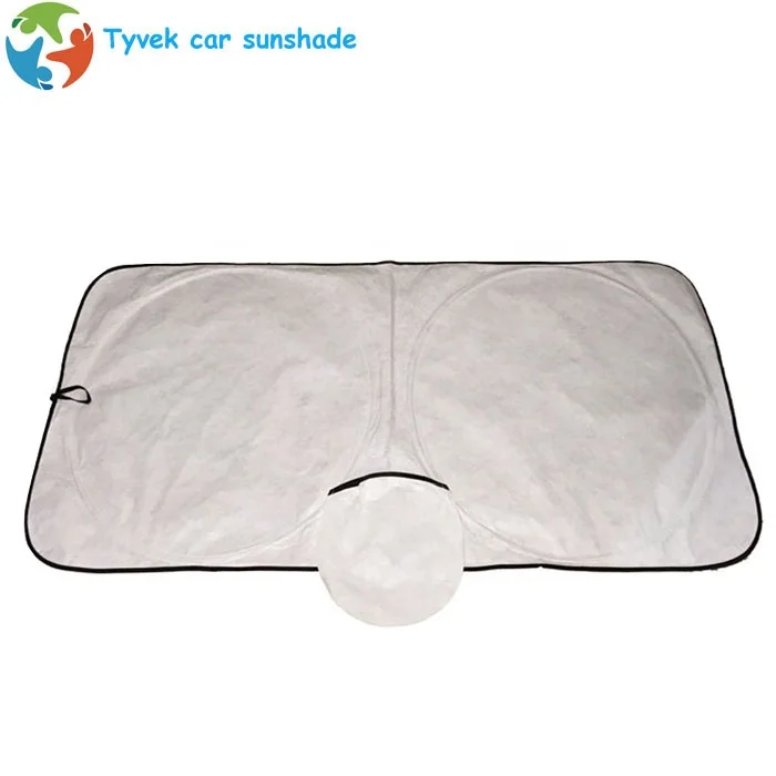 Double round circles shape car window sunshade fast delivery plain white color car windshield sun shade