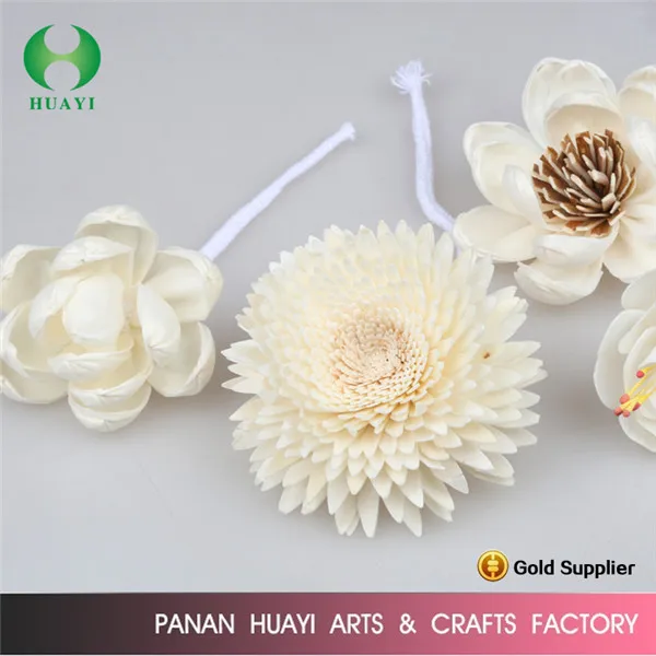 huayi factory Mixed Reed Diffuser Sticks Assorted Stemmed Sola Wood Flowers White Floral Diffuser  with Cotton Rope