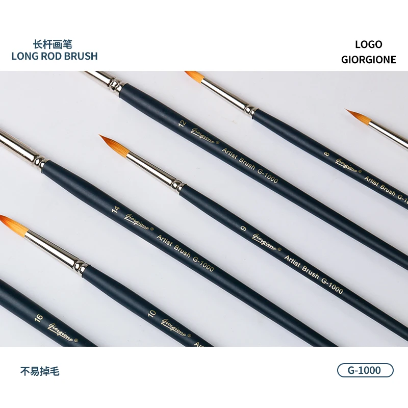 Giorgione G-1000 Single Multi-functional Wood Handle Metal Ferrule Nylon Hair Acrylic Oil Watercolor Brush