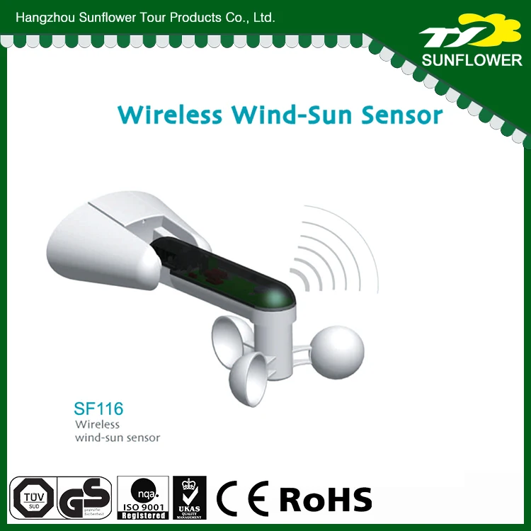 Беспроводной датчик ветра и солнца для навеса