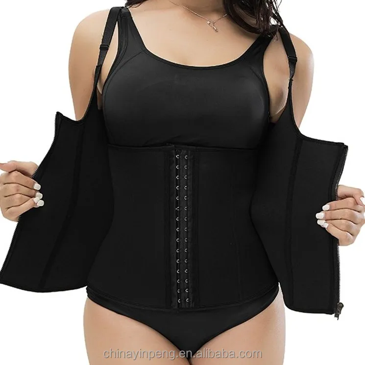 Женские резиновые талии тренер с двумя слой застежка-молния без со стальными косточками подгрудный корсет жилет для неопрен Body Shaper