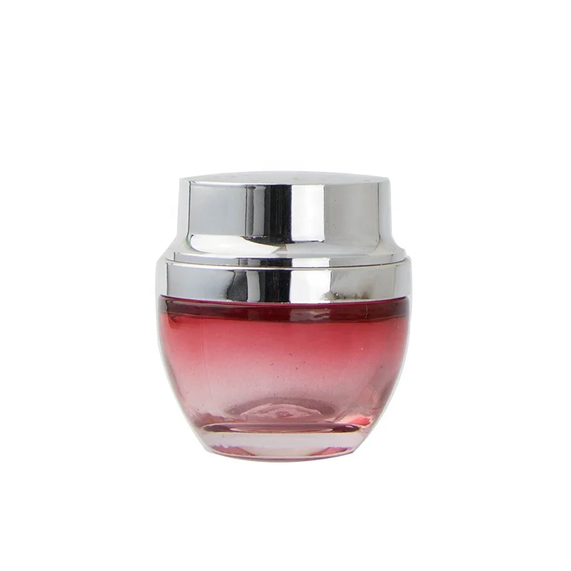 50g spray paint round glass jar double wall face cream round glass jar with silver gold aluminum cap