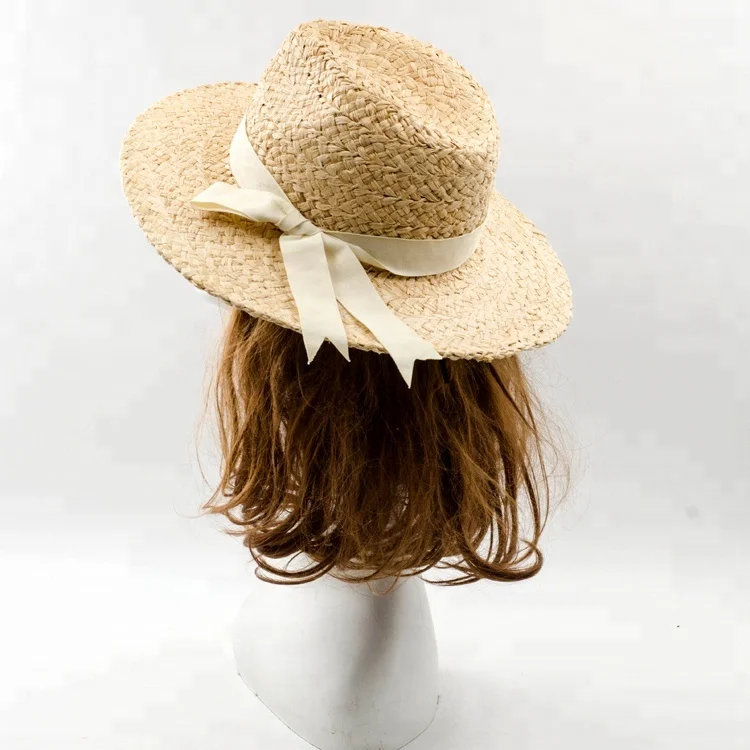 Fashion Women Summer Trendy Raffia Straw Wide Braid Fedora Hat Hand Made Sunshade Hat