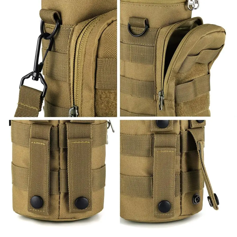 Tactical Molle Water Bottle Pouch H2O Hydration Carrier with Accessory Pouch