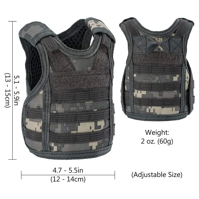 Миниатюрный тактический жилет molle, жилет для пивных бутылок с регулируемыми ремешками, держатель для напитков для банок и бутылок 12 унций или 16 унций