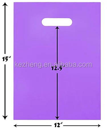 Purple Shopping Bags 9x12 - 1.50 mil Extra Thick LDPE - Glossy Shopping Plastic Bag Bulk with Die Cut Handle - Small Size - 1