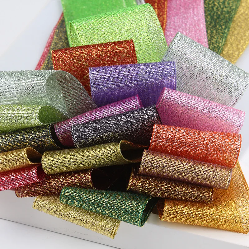 Wholesale christmas ,candy ,gift packing ribbon ,  1.5 inch colors glitter metallic ribbon