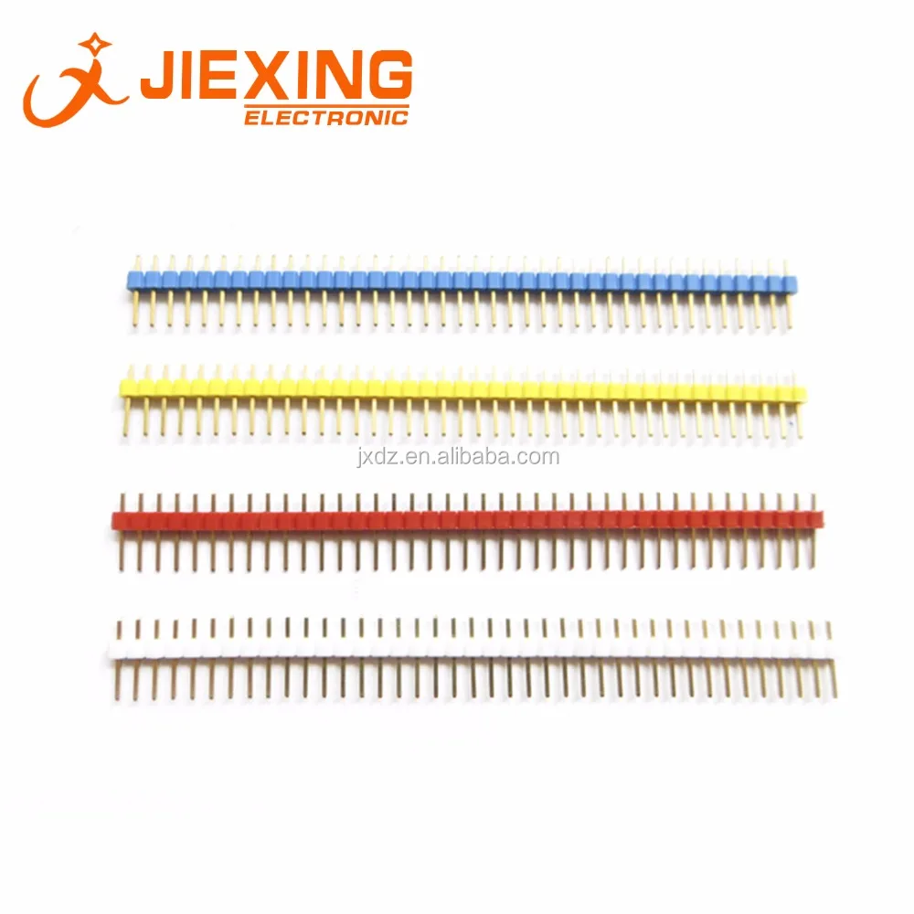 2.54mm 1X40pin Colorful pin header gold plated RoHs Black/White/Red/Yellow/Green/Blue
