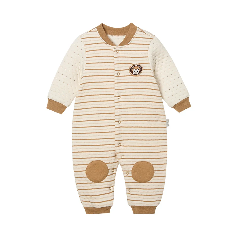 
Осень Одежда для младенцев и детей ясельного возраста хлопковое платье в полоску для маленьких мальчиков и для девочек, детей платье с длинным рукавом для девочек, утепленный комбинезон, боди, одежда для малышей 