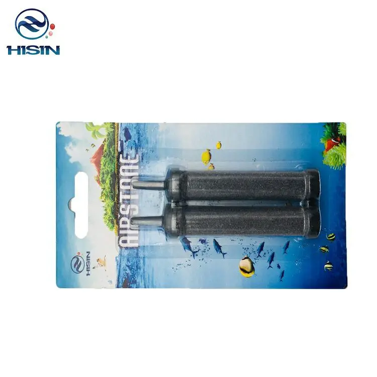 blister card 2PK HiSin/HaiXin BS020 grey 15*70mm high temperature sintered air stone,hydroponic&fish farm,fish tank decoration
