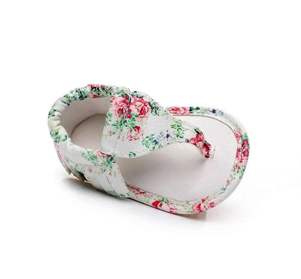 
Small floral Newborn baby pu leather Baby moccasins shoes Rubber sole girls boys sandals 0-24 M 