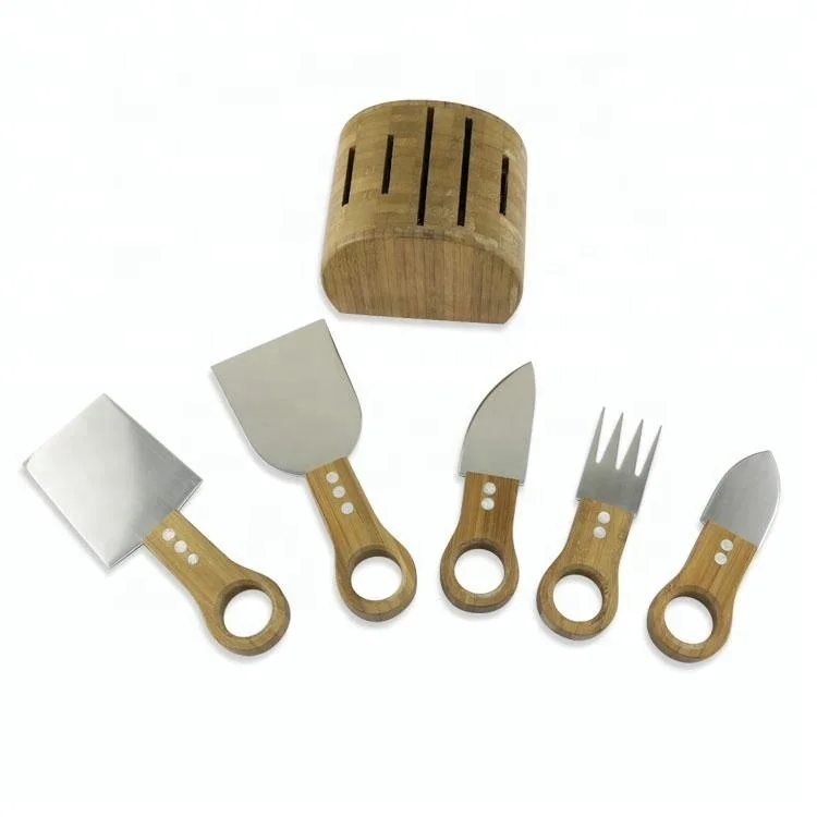 Best Selling Bamboo Cheese Board with 5pcs Knives