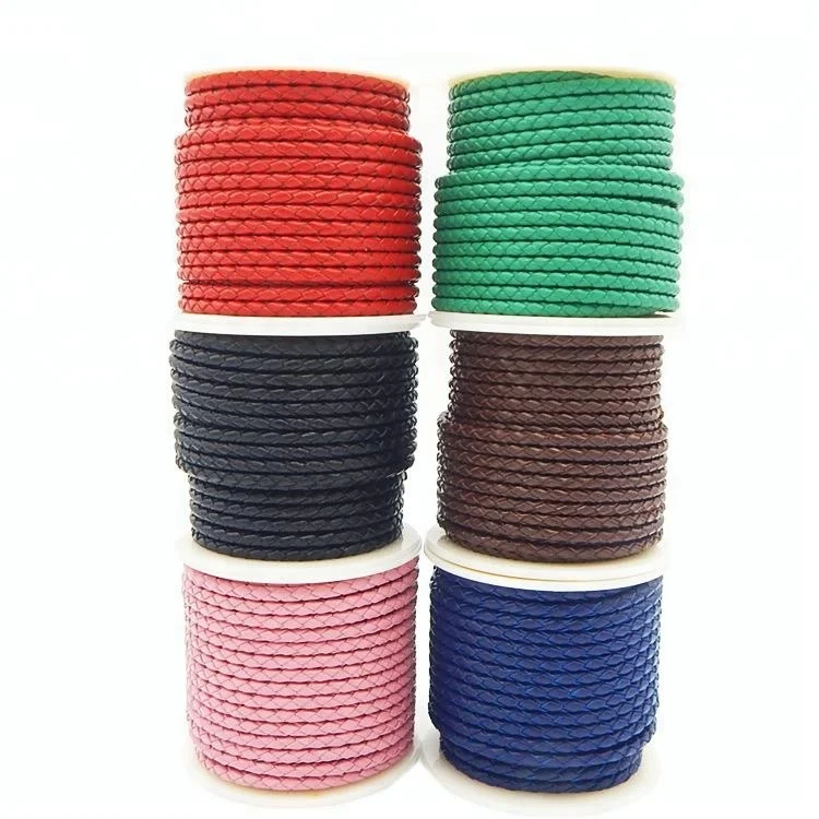 3mm 5mm 8mm Colors Round Braided Leather bolo cord