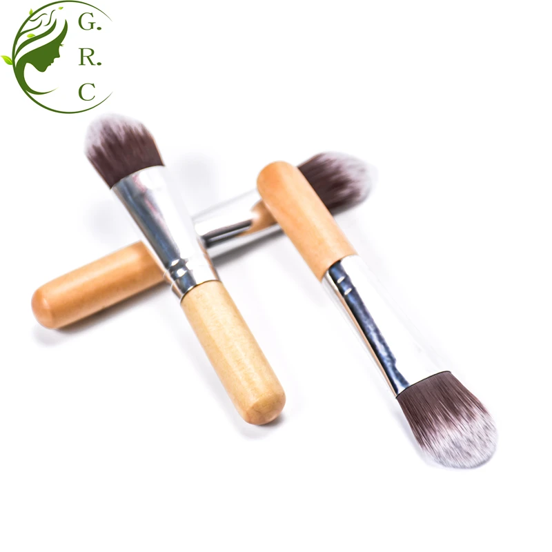 Single Wooden Private Label Short Handle 9cm Length Mini Liquid Makeup Custom Logo Cosmetic Mask Makeup Kabuki Foundation Brush