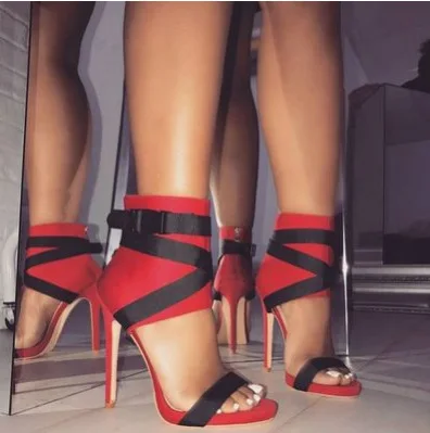 CSS17 Fashion trends Leather upper High Heel sandals women sexy high heels