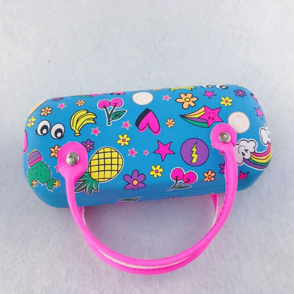 Wholesale Factory Directly Cute Cartoon Pu Leather Sunglasses Box High End Kids Glasses Case Box With Handle