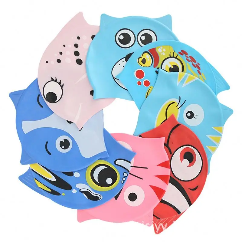
Wholesale Cartoon Fish Silicon Kids Swimming Cap 