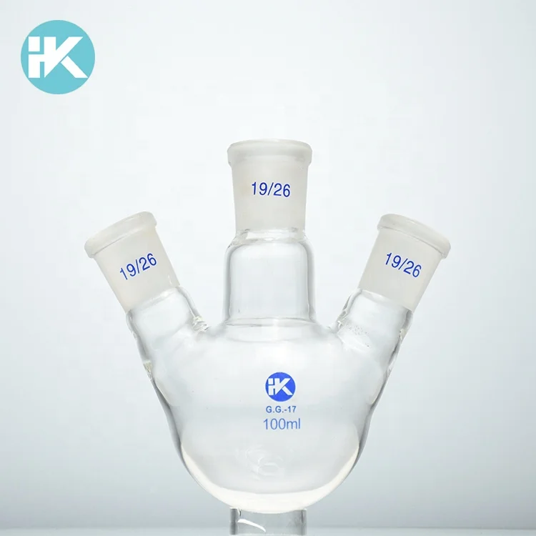 Высокое качество Стандартный рот 100 мл 3 шеи круглое дно колбы лабораторные косой формы 3 шеи кипения колбы лабораторные