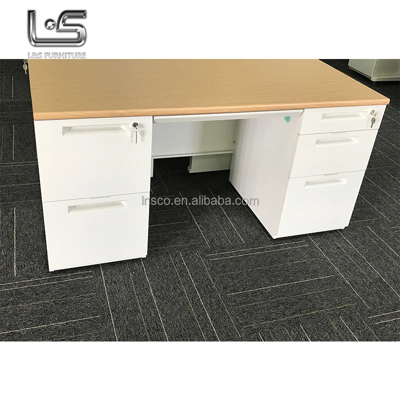 Latest office general table designs bilateral steel pedestal desk