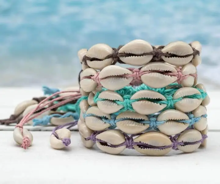 Плетеный браслет из пеньковой веревки, богемный пляжный праздничный декоративный браслет, браслет из ракушек на заказ