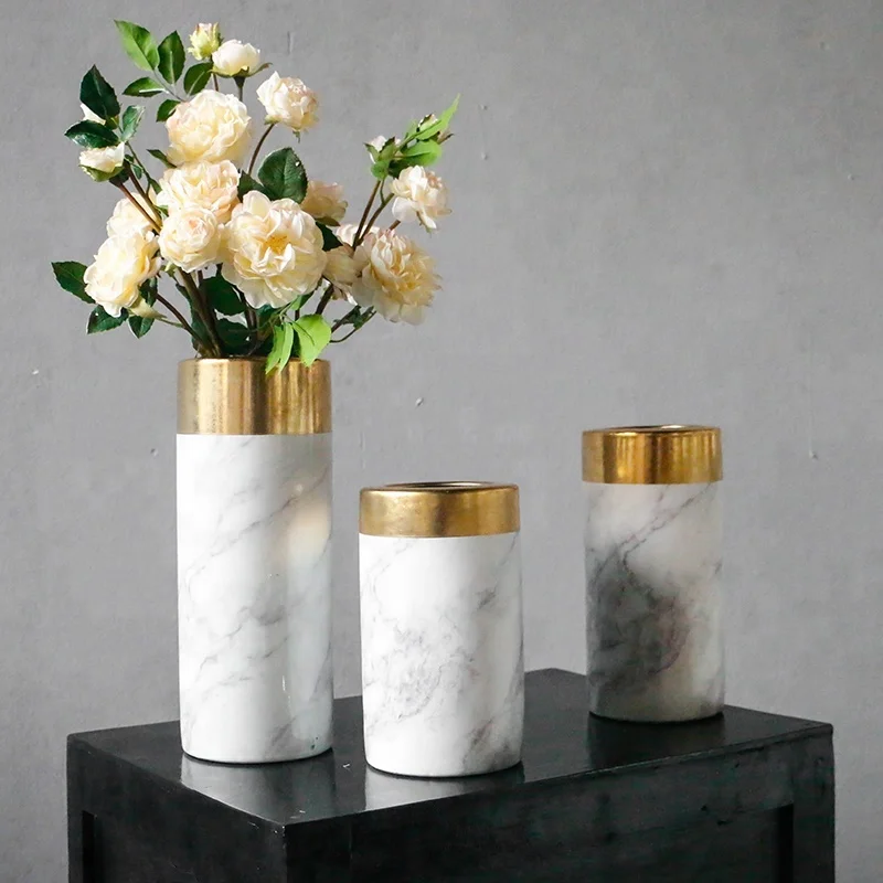 
Jingdezhen modern ceramic table flower vase with marbling color for home hotel office decoration porcelain 