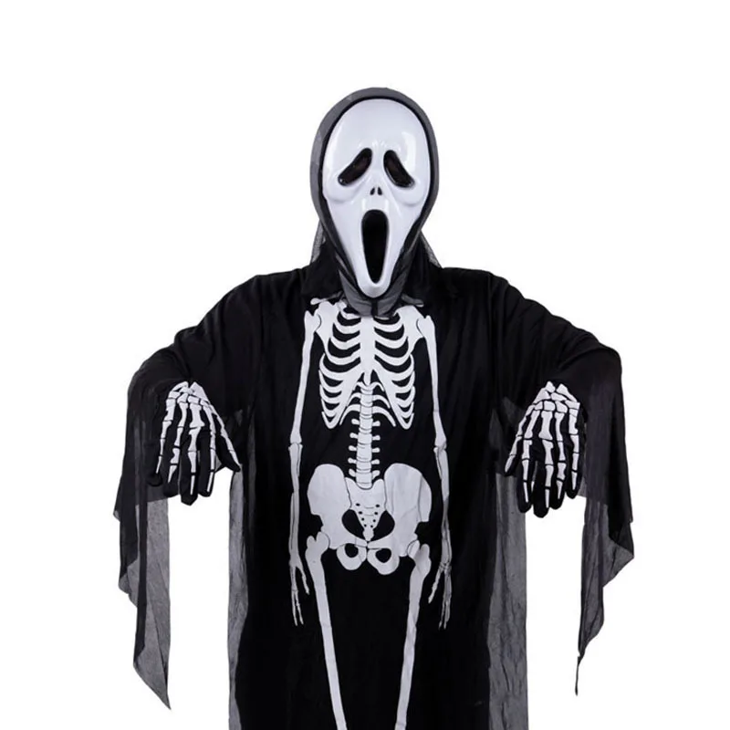 
High QualityScary Ghost Skeleton Costume Adult Mens Halloween Fancy Dress 