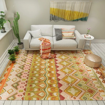 Moroccan Area Rug,Woven Cotton Cream Chic Diamond Printed Rugs Door Mat