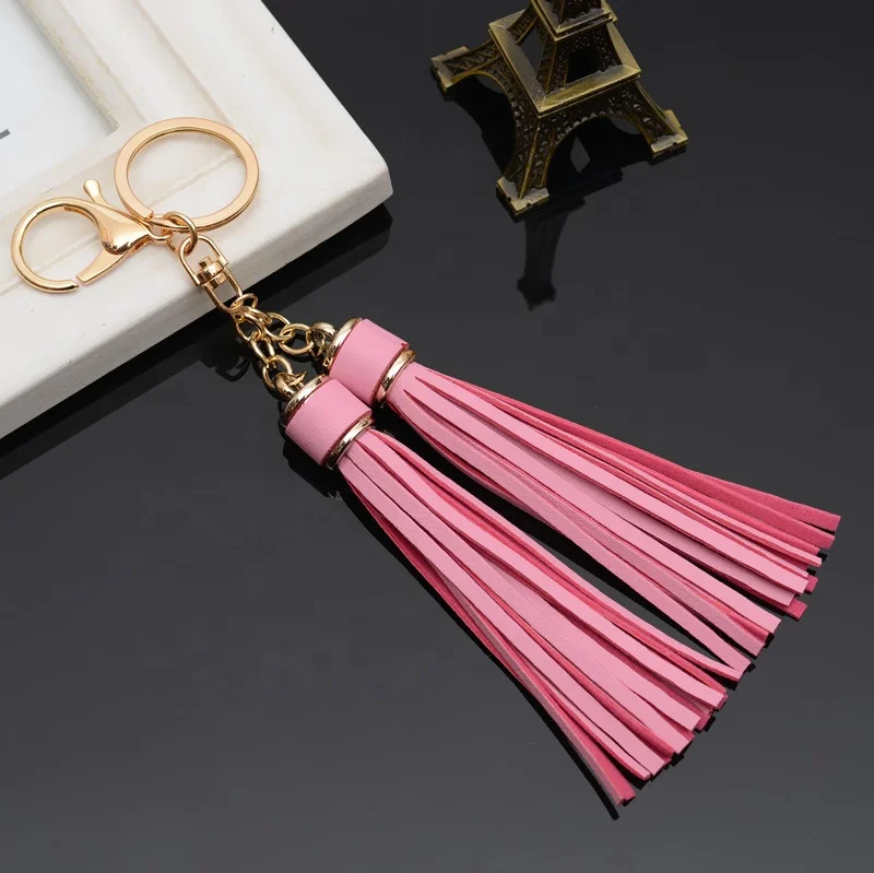 leather handbag tassel with key chain key finder