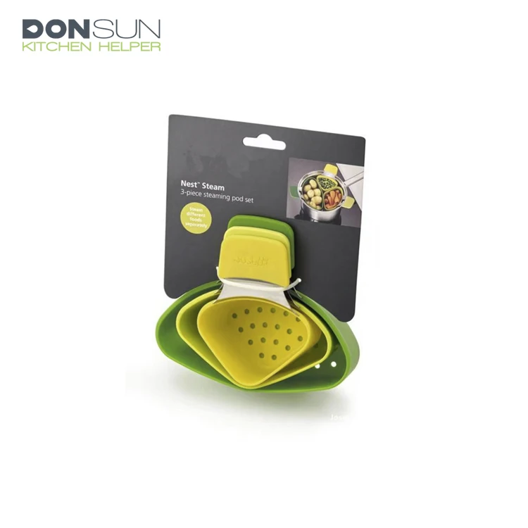 non-stick plastic 3 pieces steam cooking pot for Vegetable or Pasta