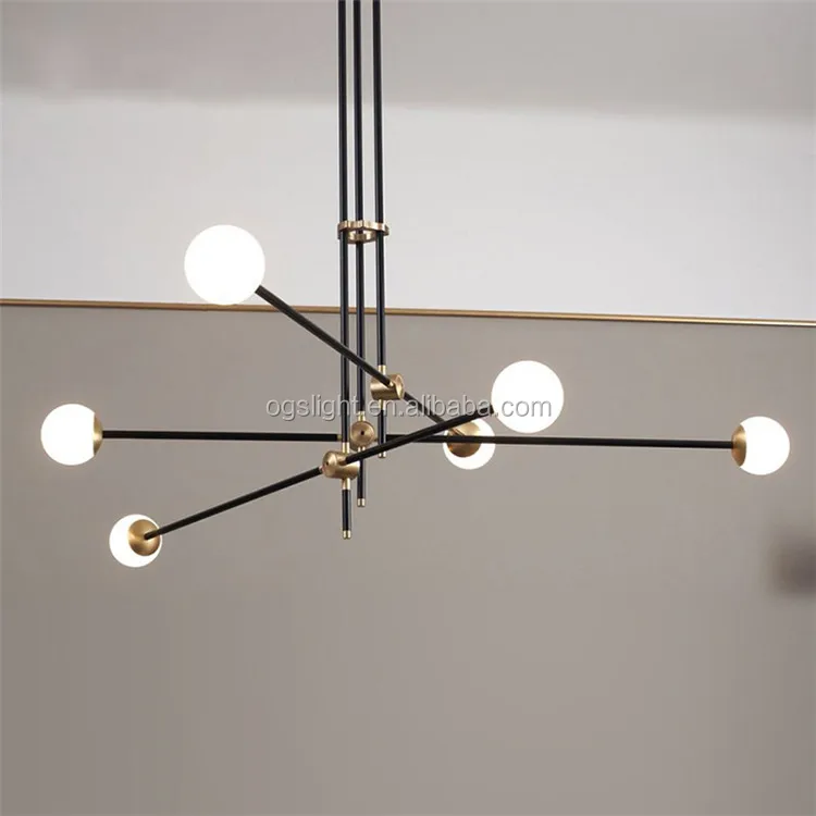 Nordic minimalist modern restaurant chandeliers led geometric lines pendant light