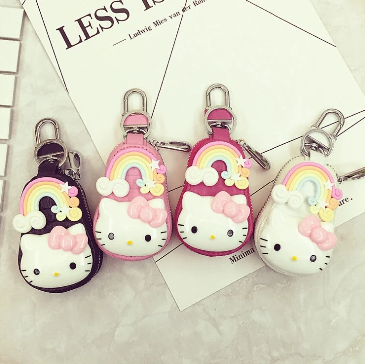 Mcow 30+ Design Low MOQ Factory Price Leather Car Key Case Key Wallet With Kitty Face