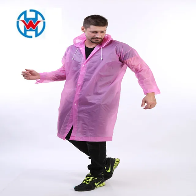 
EVA Promotional Raincoat Good Quality Custom waterproof Rain Coats Long Sleeve And Buttons raincoats for adults 