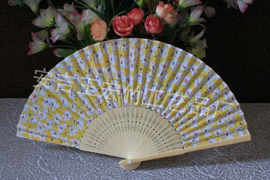 Beautiful fabric bamboo fan for ladies