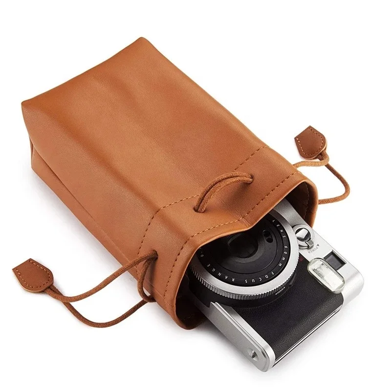 PU Leather small Drawstring Bag Camera pouch