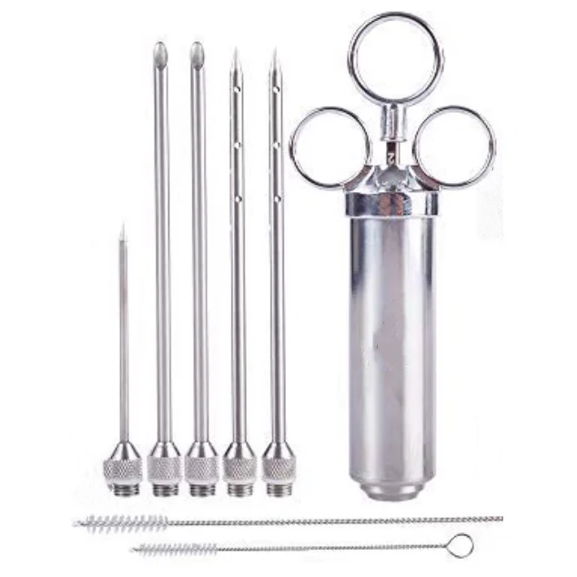 Meat Injector Syringe,304 Stainless Steel Marinade Meat Injector Kit - 2 Oz Seasoning Injector - 3 Professional Needles