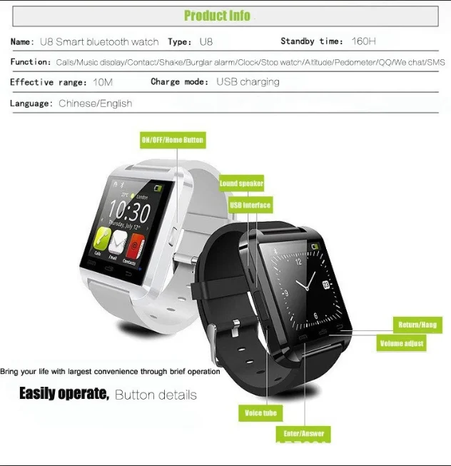 2021 New Arrival Smart Watch with Camera and Sim Card Slot GT08 Vs DZ09 U8 A1 U8 Smartwatch ios Touch Screen Symbian