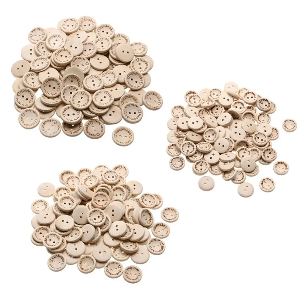 100pcs/bag Wooden Buttons Handmade Letter Love Scrapbooking For Wedding Decoration DIY Craft apparel accessories
