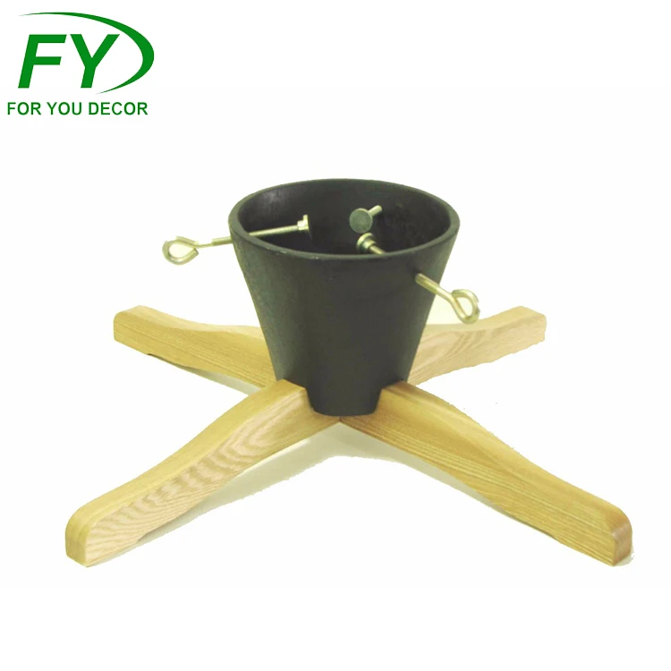 Dia60*60*H21cm Wholesale ECO-friendly Black Or Red Wood Base Cast Iron Christmas Tree Stand