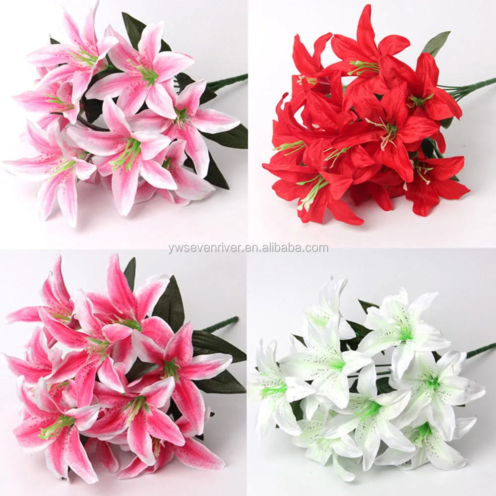Simulation lily 10 head perfume lily silk flower Artificial wedding home decoration tiger flower