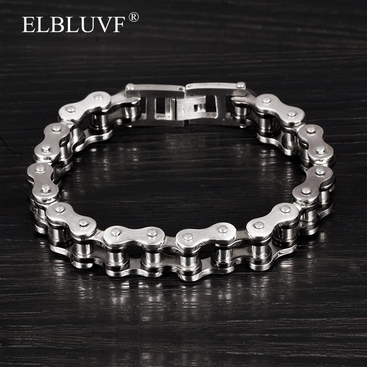 
ELBLUVF Free Shipping Stainless Steel Fashion Jewelry Locomotive Chain Shape Bracelet For Men 