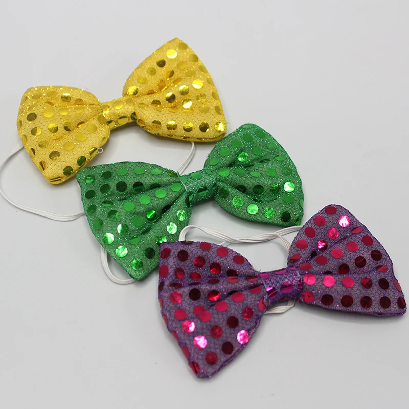 
Promotion low price fashion men led tie for Sequin LED Satin Green flashing bow tie 