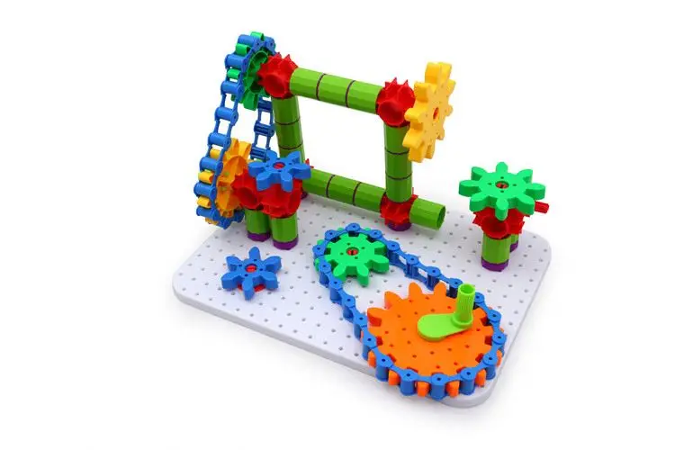 Funny educational play set popular kindergarten intellect DIY building plastic toy gears