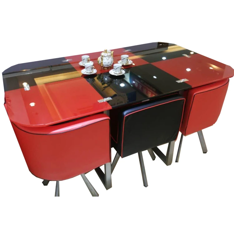 
Современный дизайн элегантный стеклянный и хромированный обеденный стол стулья Набор Сделано в Китае завод  (60751577700)